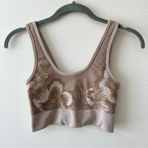 Aerie Dusty Rose Floral Ribbed Sports Bra